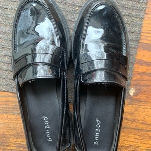 Chunky black platform loafers